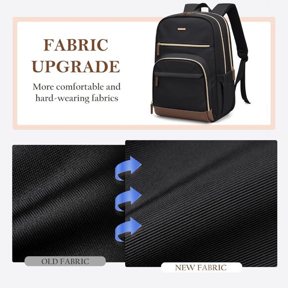 Women Black Computer Bag Casual Fits 16 Inch College Travel Backpacks - Picture 8 of 8